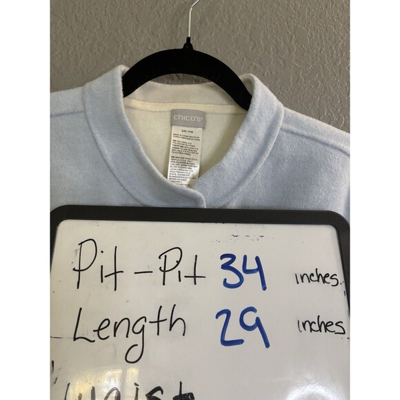 Chico's Women's Square Jacket S/M Oversized Zip & Snaps Casual Minimalists Blue - Picture 5 of 6